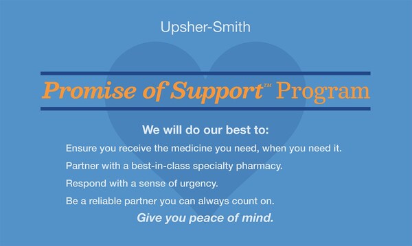 UPSHER-SMITH REINFORCES ITS COMMITMENT TO RARE DISEASE COMMUNITIES THROUGH ENHANCED PROMISE OF SUPPORT™ PROGRAM